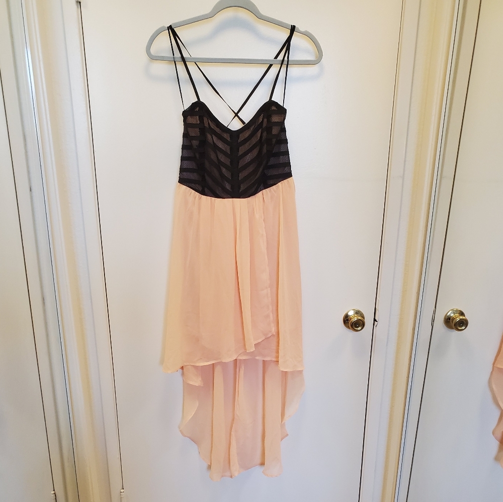 High-Low Mesh Bodice Dress